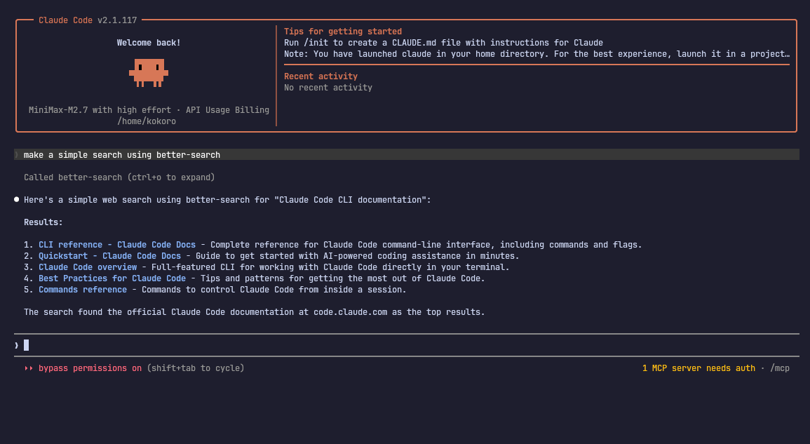 Better Search MCP in Claude Code